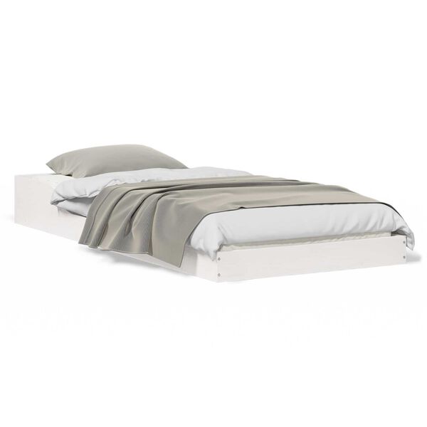 vidaXL Σκελετός Κρεβατιού Λευκό 90 x 190 cm Μασίφ ξύλο πεύκου