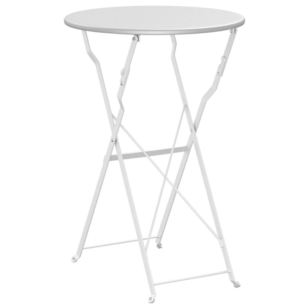 vidaXL τραπέζι bistro πτυσσόμενο λευκό Ø50x71 εκ. από βαμμένο ατσάλι