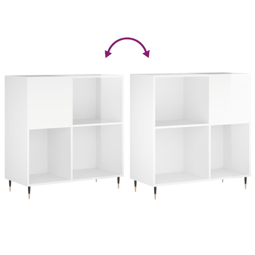 vidaXL Δισκοθήκη Γυαλιστερή Λευκή 84,5 x 38x 89 εκ. από Επεξεργ. Ξύλο