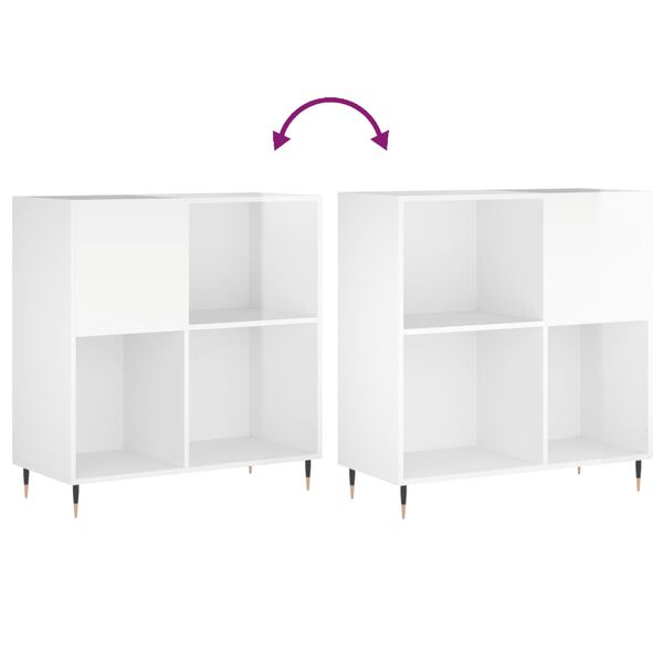 vidaXL Δισκοθήκη Γυαλιστερή Λευκή 84,5 x 38x 89 εκ. από Επεξεργ. Ξύλο