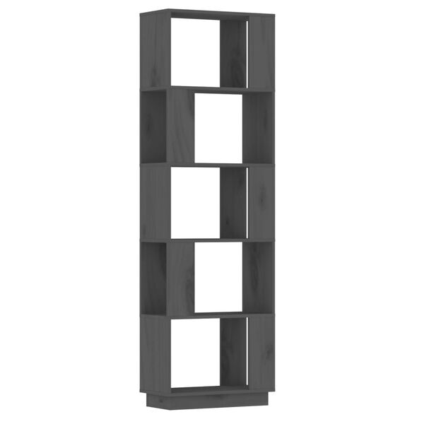vidaXL Βιβλιοθήκη/Διαχωριστικό Χώρου Γκρι 51x25x163,5 εκ. Μασίφ Πεύκο