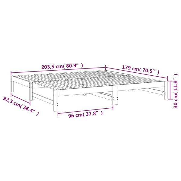 vidaXL Καναπές Κρεβάτι Συρόμενος Γκρι 2x(90x200) εκ. Μασίφ Ξύλο Πεύκου