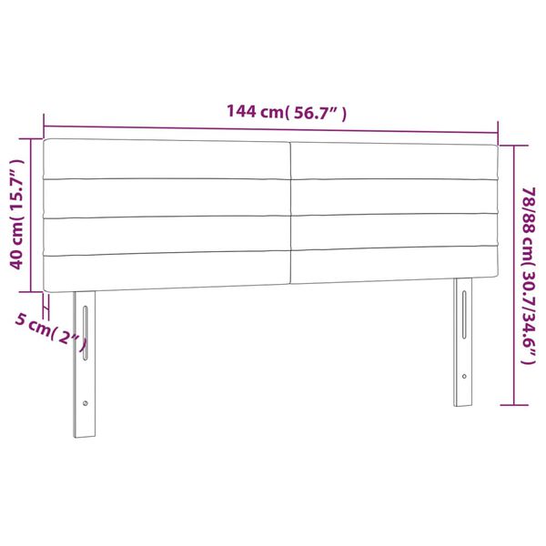 vidaXL Κεφαλάρι Κρεβατιού LED Σκούρο Καφέ 144x5x78/88 εκ. Υφασμάτινο
