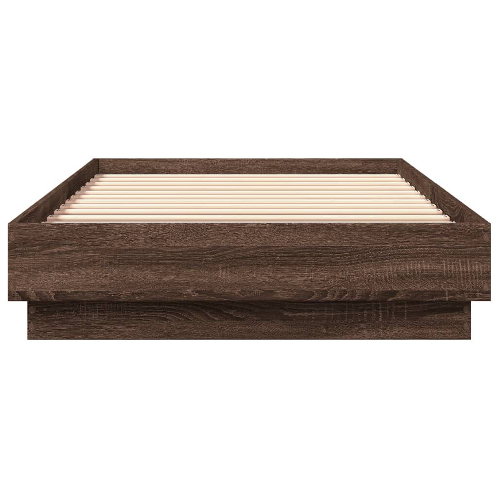 vidaXL Πλαίσιο Κρεβ. Χωρ. Στρώμα Καφέ Δρυς 90x200 εκ. Επεξ. Ξύλο
