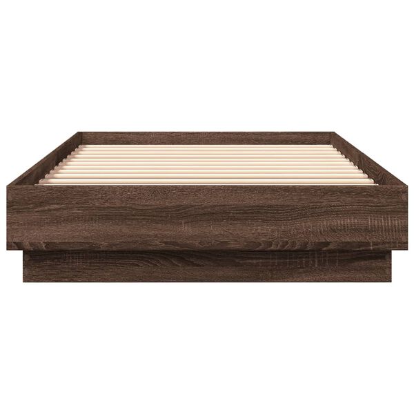 vidaXL Πλαίσιο Κρεβ. Χωρ. Στρώμα Καφέ Δρυς 90x200 εκ. Επεξ. Ξύλο