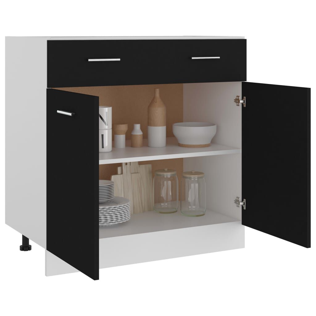 vidaXL Ντουλάπι με Συρτάρι Lyon Μαύρο 80x46x81,5 εκ. Επεξ. Ξύλο