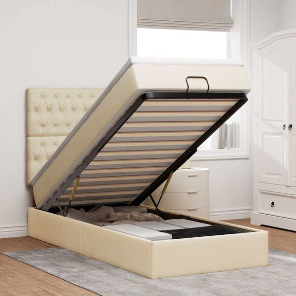 vidaXL &Omicron;&theta;&omega;&mu;&alpha;&nu;&iota;&kappa;ό &kappa;&rho;&epsilon;&beta;ά&tau;&iota; &mu;&epsilon; &sigma;&tau;&rho;ώ&mu;&alpha; Cream 100x200cm ύ&phi;&alpha;&sigma;&mu;&alpha;