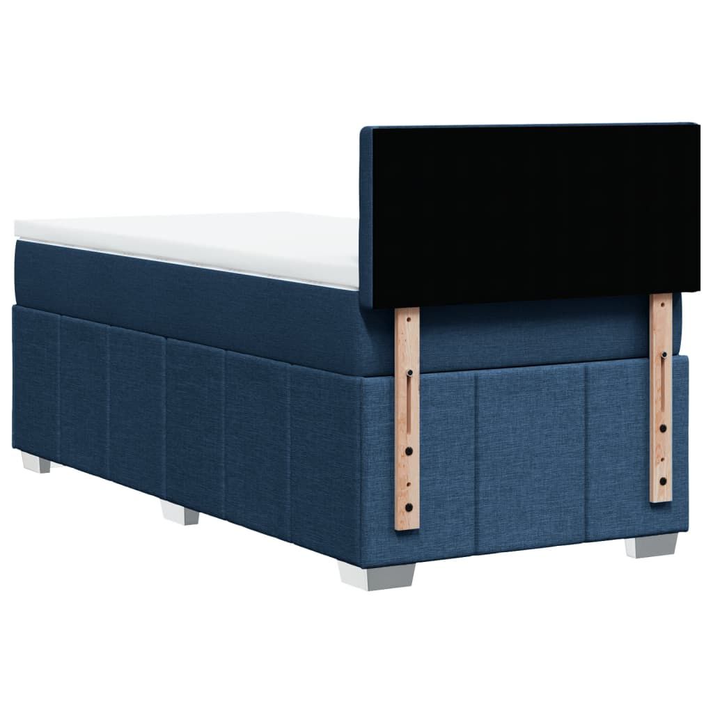 vidaXL Κρεβάτι Boxspring με Στρώμα Μπλε 100 x 200 εκ. Υφασμάτινο