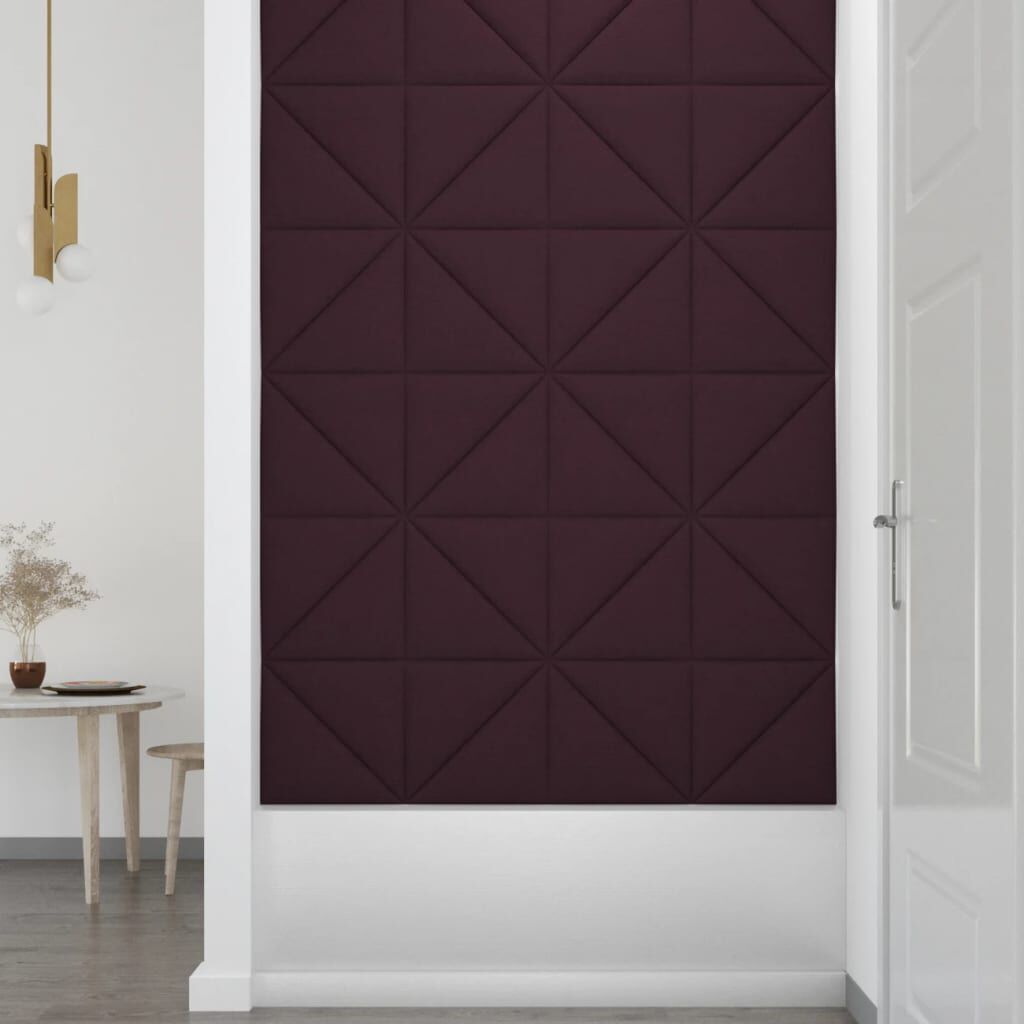 vidaXL Πάνελ Τοίχου 12 τεμ. Μοβ 30x30 εκ. 0,54 μ² Υφασμάτινα