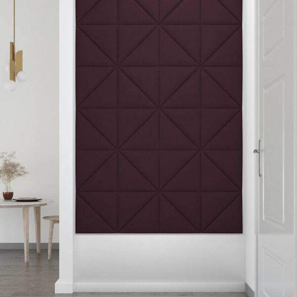 vidaXL Πάνελ Τοίχου 12 τεμ. Μοβ 30x30 εκ. 0,54 μ² Υφασμάτινα