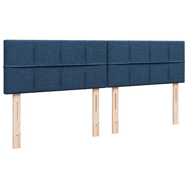 vidaXL Οθωμανικό κρεβάτι με στρώματα & LEDs Μπλε 200x200cm ύφασμα