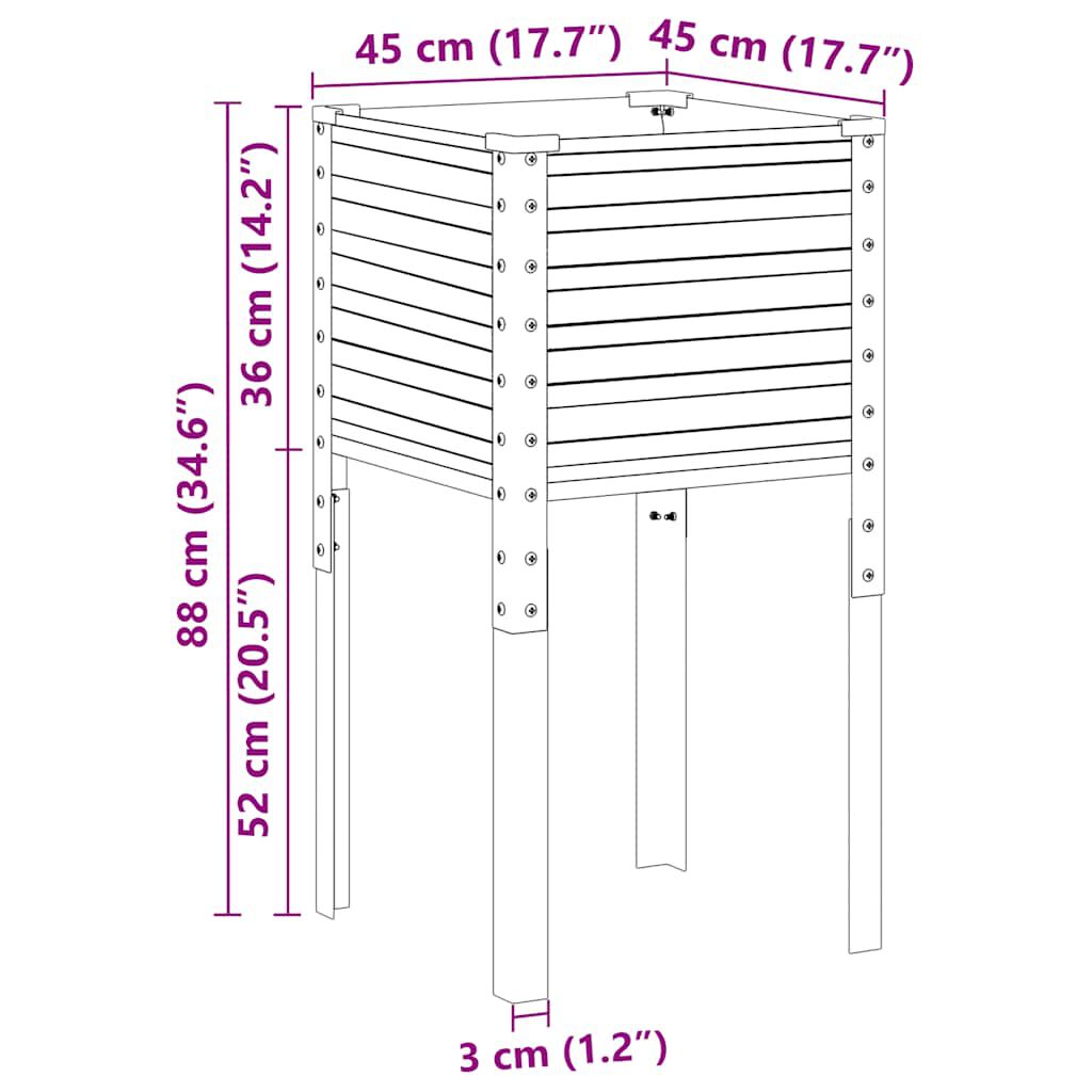 vidaXL Ζαρντινιέρα Κήπου Πράσινη 45x45x88 εκ. από Ατσάλι