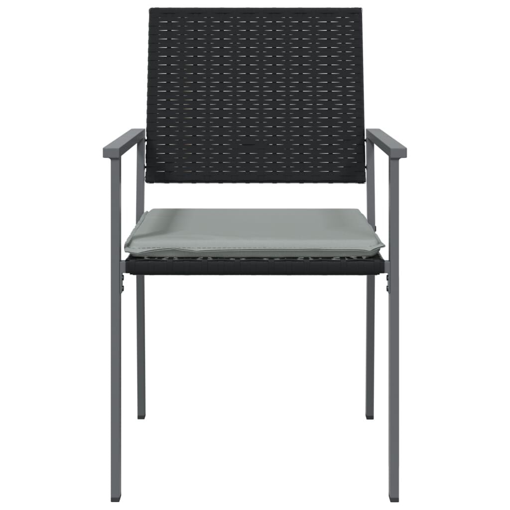 vidaXL Καρέκλες Κήπου 6 τεμ. Μαύρο 54x62,5x89 εκ Συνθ. Ρατάν&Μαξιλάρια