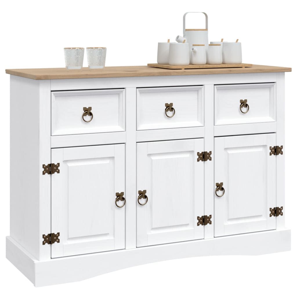 vidaXL Μπουφές Μεξικ. Στιλ Corona Λευκό 132x43x78 εκ. Ξύλο Πεύκου