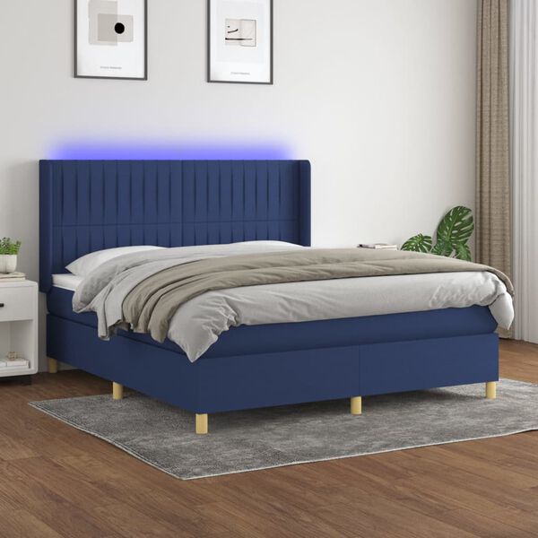 vidaXL &Kappa;&rho;&epsilon;&beta;ά&tau;&iota; Boxspring &mu;&epsilon; &Sigma;&tau;&rho;ώ&mu;&alpha; & LED &Mu;&pi;&lambda;&epsilon; 160x200 &epsilon;&kappa;. &Upsilon;&phi;&alpha;&sigma;&mu;ά&tau;&iota;&nu;&omicron;