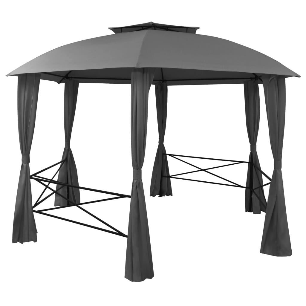 vidaXL Κιόσκι Κήπου με Κουρτίνες Εξαγωνικό 360 x 265 εκ.