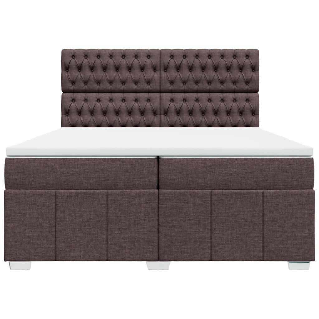 vidaXL Κρεβάτι Boxspring με Στρώμα Σκούρο Καφέ 200x200 εκ. Υφασμάτινο
