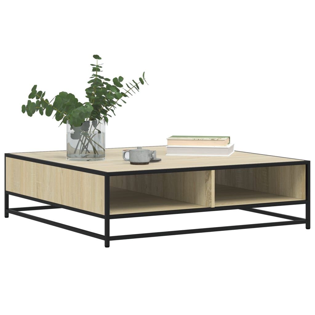 vidaXL Τραπεζάκι Σαλονιού Sonoma Δρυς 100x100x30εκ. Επ. Ξύλο & Μέταλλο