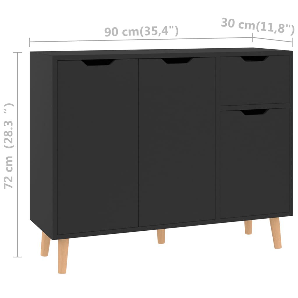 vidaXL Μπουφές Γυαλιστερό Μαύρο 90x30x72 εκ. Επεξεργασμένο Ξύλο