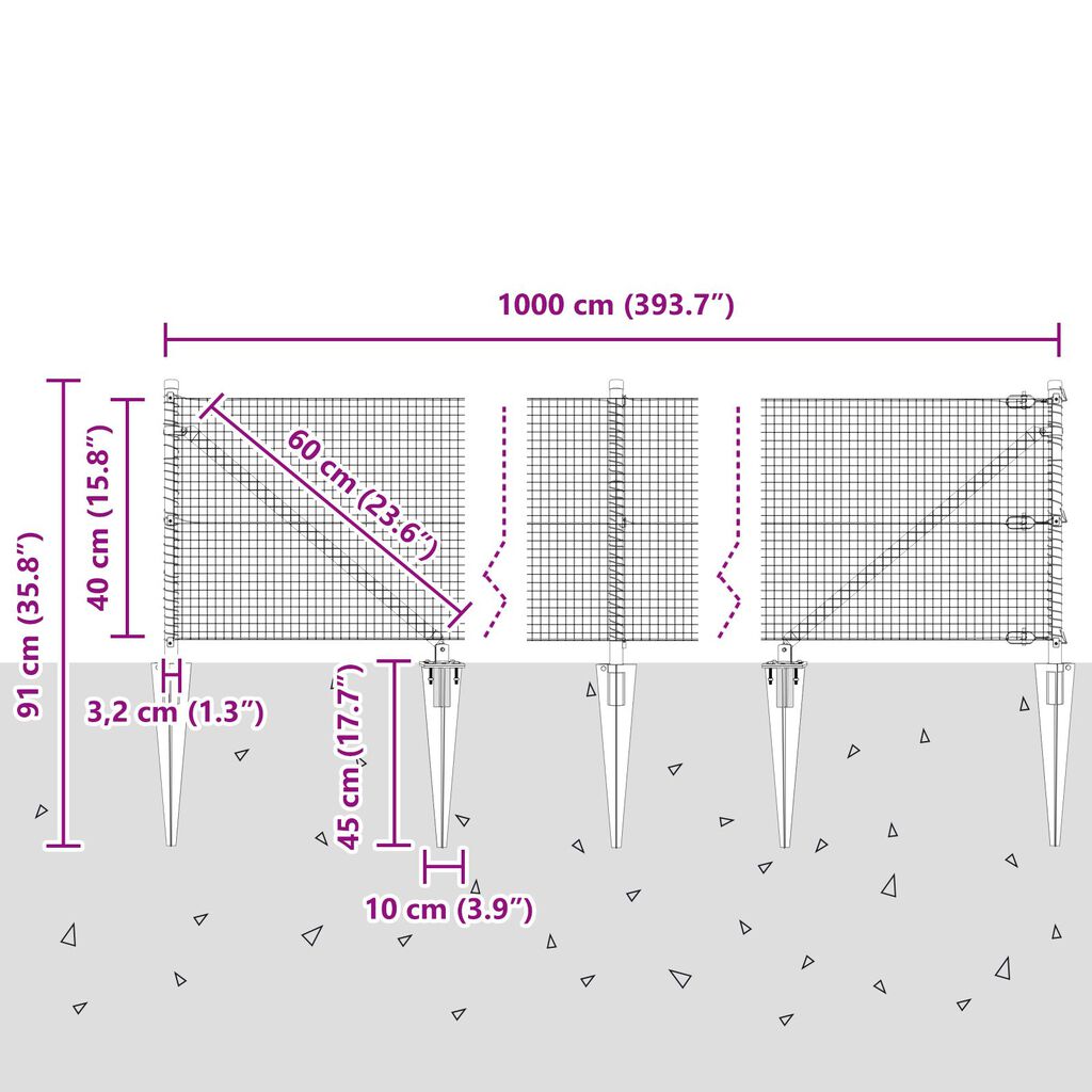 vidaXL Φράχτης με 7 Ση spike Πράσινο 0.4x10 μ Ατσάλι