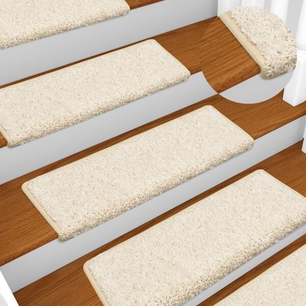 vidaXL Πατάκια Σκαλιών 10 τεμ. Λευκά Ορθογώνια Άκρα 65x21x4 εκ.