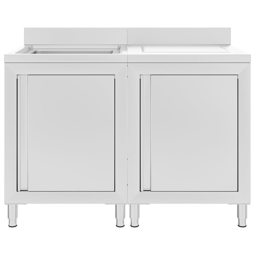 vidaXL Λάντζα Κλειστή με Ερμάριο 120 x 60 x 96 εκ. Ανοξείδωτο Ατσάλι