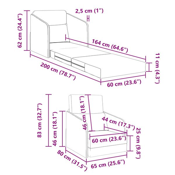 vidaXL Σαλονιού Καναπές Κρεβάτι 2-σε-1 Ταπάζ 65x80x83 εκ. Υφασμάτινος