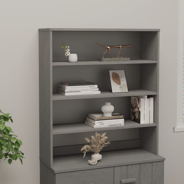 vidaXL Πάνω Μέρος Ντουλαπιού HAMAR Αν. Γκρι 90x30x100 εκ. Μασίφ Πεύκο