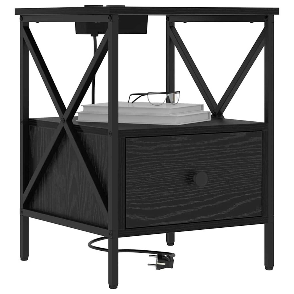vidaXL Κομοδίνο Μαύρη δρυς 41.5 x 40.5 x 55 εκ. Επεξεργασμένο ξύλο