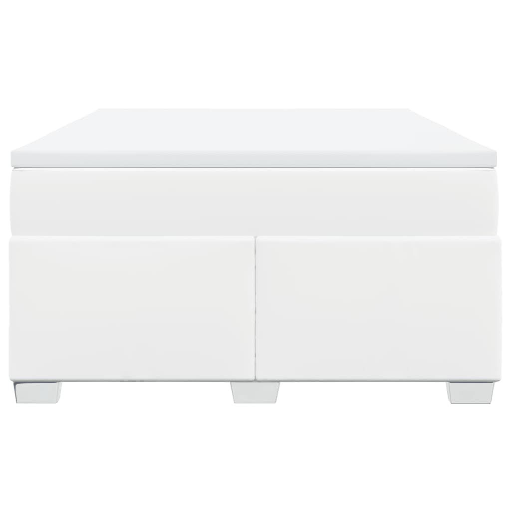 vidaXL Κρεβάτι Boxspring με Στρώμα Λευκό 140x200εκ.από Συνθετικό Δέρμα
