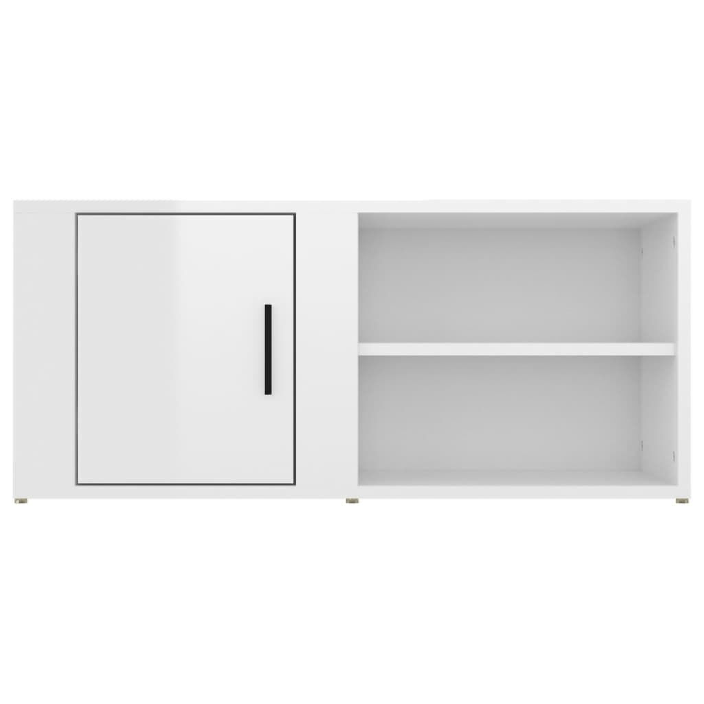 vidaXL Έπιπλο Τηλεόρασης Γυαλ. Λευκό 80x31,5x36 εκ.Επεξεργασμένο Ξύλο