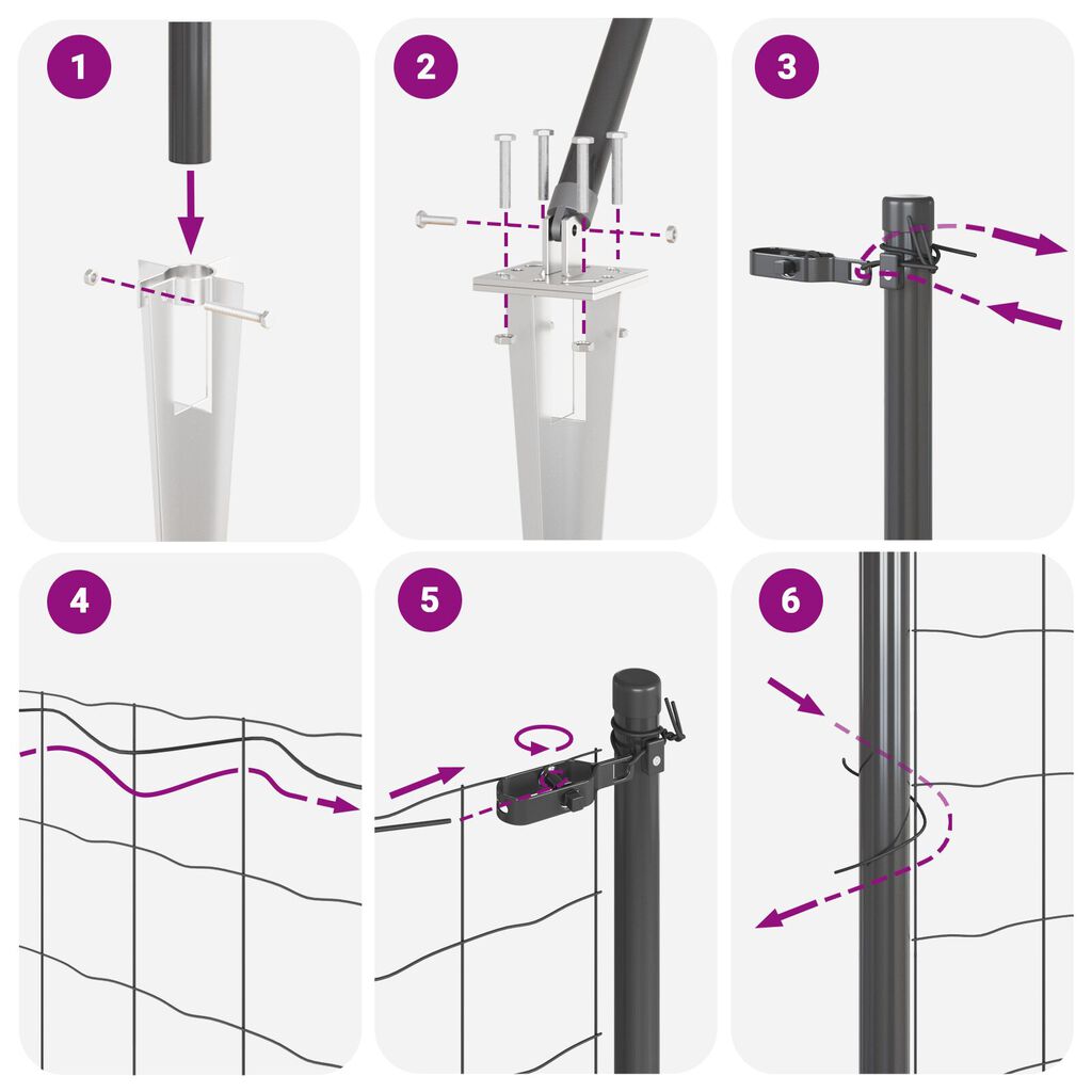 vidaXL Euro Fence με 7 Στελέχη 1.6x10 μ Γαλβανισμένος Χάλυβας Γκρι