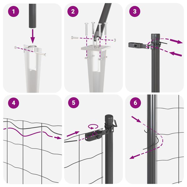 vidaXL Euro Fence με 7 Στελέχη 1.6x10 μ Γαλβανισμένος Χάλυβας Γκρι
