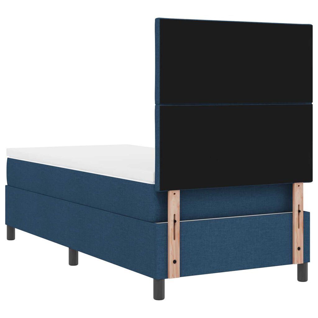 vidaXL Κρεβάτι με ελατήρια με στρώμα Μπλε 100 x 200 cm ύφασμα