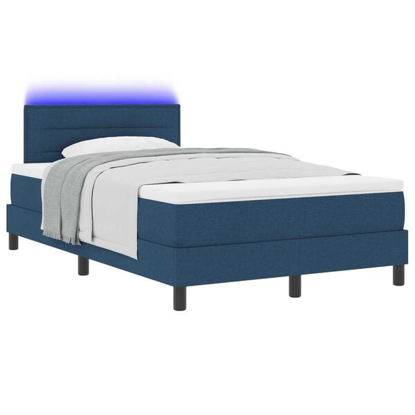 vidaXL Κρεβάτι με Στρώμα & LED Μπλε 120x200 εκ Ύφασμα
