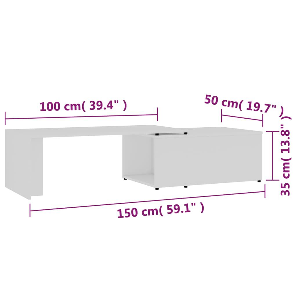 vidaXL Τραπεζάκι Σαλονιού Λευκό 150 x 50 x 35 εκ. από Επεξ. Ξύλο