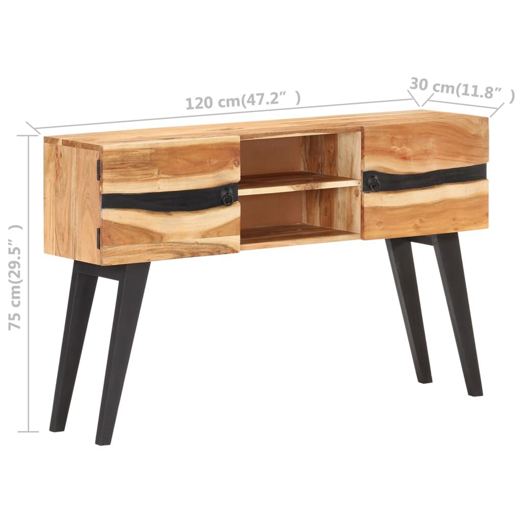 vidaXL Ντουλάπι 120 x 30 x 75 εκ. από Μασίφ Ξύλο Ακακίας