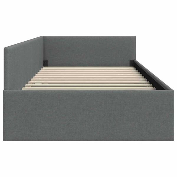 vidaXL Κρεβάτι Γωνίας Σκούρο γκρι 100 x 200 cm Ύφασμα και Έργο ξύλου