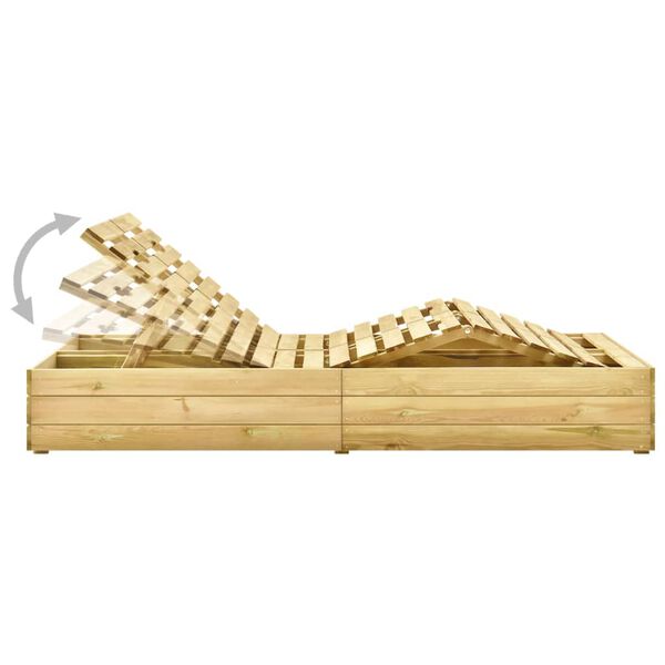 vidaXL Ξαπλώστρα Διπλή από Εμποτισμένο Ξύλο Πεύκου με Κρεμ Μαξιλάρια