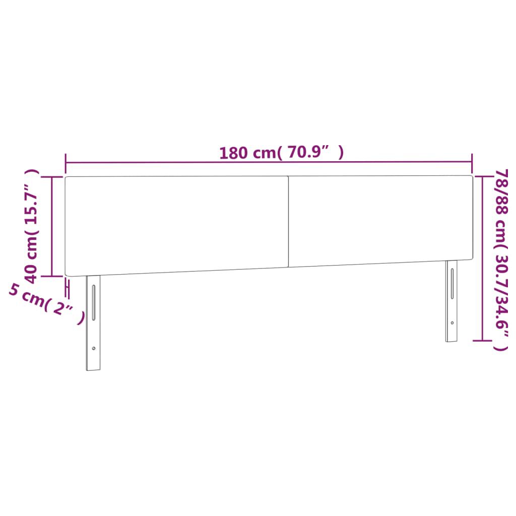 vidaXL Κεφαλάρι Κρεβατιού LED Μαύρο 180x5x78/88 εκ. Βελούδινο