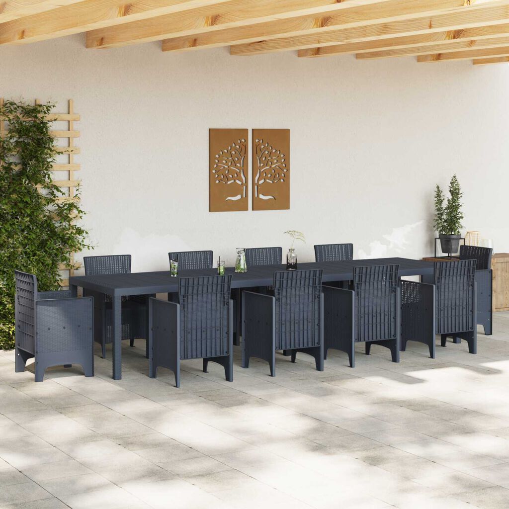 vidaXL Τραπέζι Κήπου Ανθρακί 350x100x73 εκ. Πολυ Ράτταν