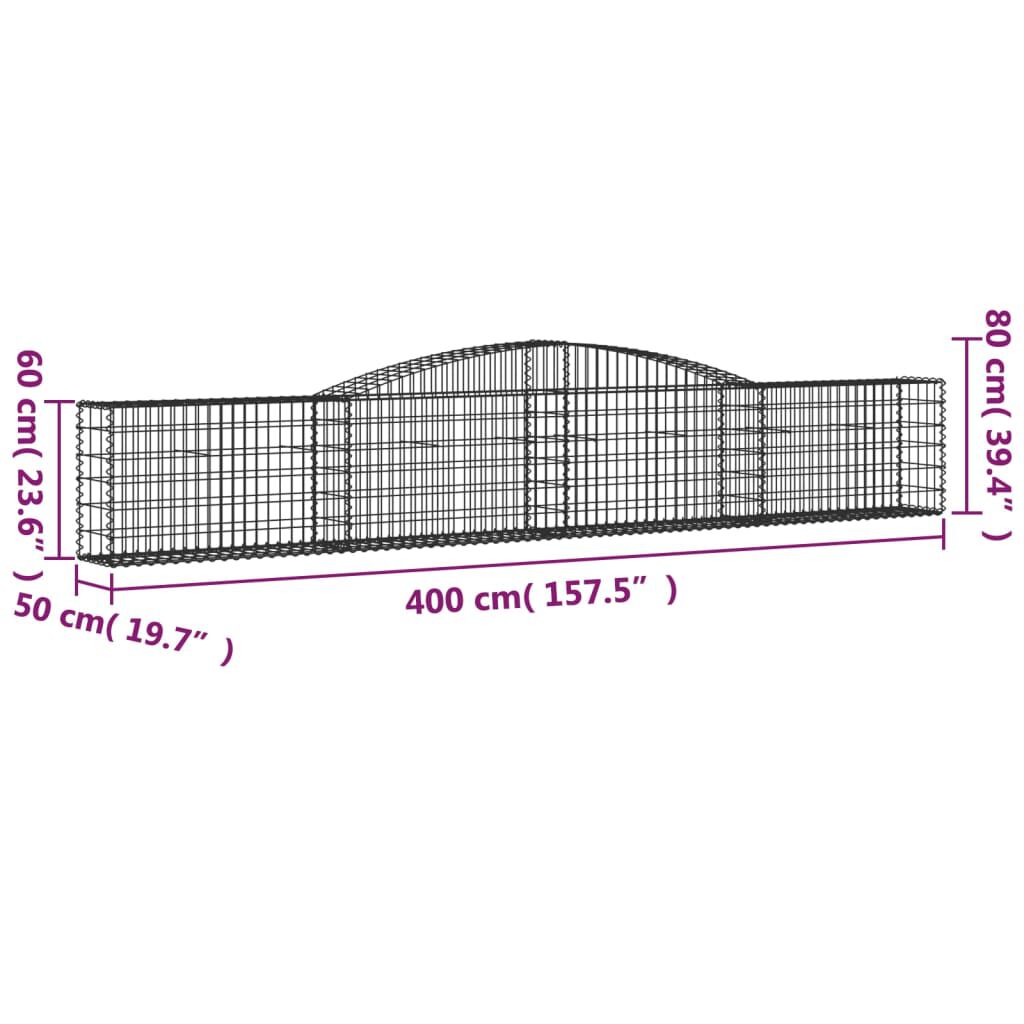 vidaXL Συρματοκιβώτια Τοξωτά 8 τεμ. 400x50x60/80 εκ. Γαλβαν. Ατσάλι