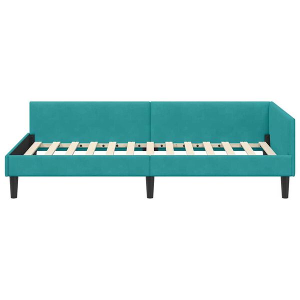 vidaXL Πλαϊνό Κρεβάτι Τιρκουάζ 80 x 200 cm Βελούδο και Στιβαρή ξυλεία