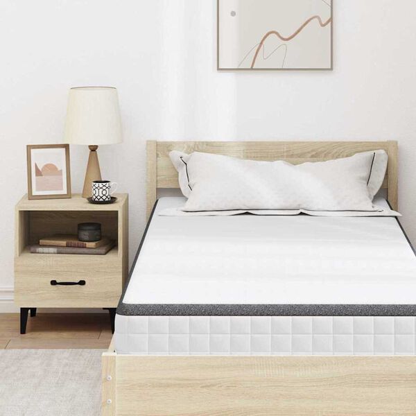 vidaXL Στρώμα Λευκό, Γκρι 90 x 190 cm Πλεκτό ύφασμα