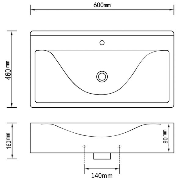 vidaXL Νιπτήρας με Οπή Υπερχείλισης Χρυσός 60 x 46 x 16 εκ. Κεραμικός