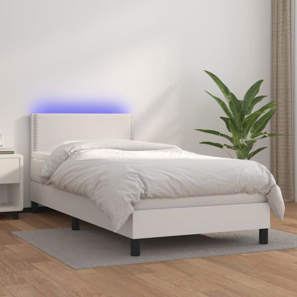 vidaXL &Kappa;&rho;&epsilon;&beta;ά&tau;&iota; Boxspring &mu;&epsilon; &Sigma;&tau;&rho;ώ&mu;&alpha; & LED &Lambda;&epsilon;&upsilon;&kappa;ό 90x190 &epsilon;&kappa;. &Sigma;&upsilon;&nu;&theta;. &Delta;έ&rho;&mu;&alpha;