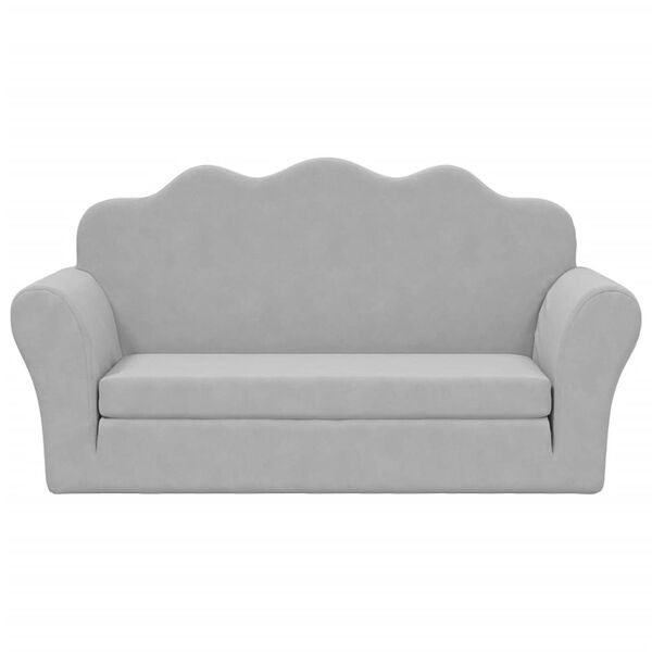 vidaXL Καναπές/Κρεβάτι Παιδικός Διθέσιος Αν Γκρι Μαλακό Βελουτέ Ύφασμα