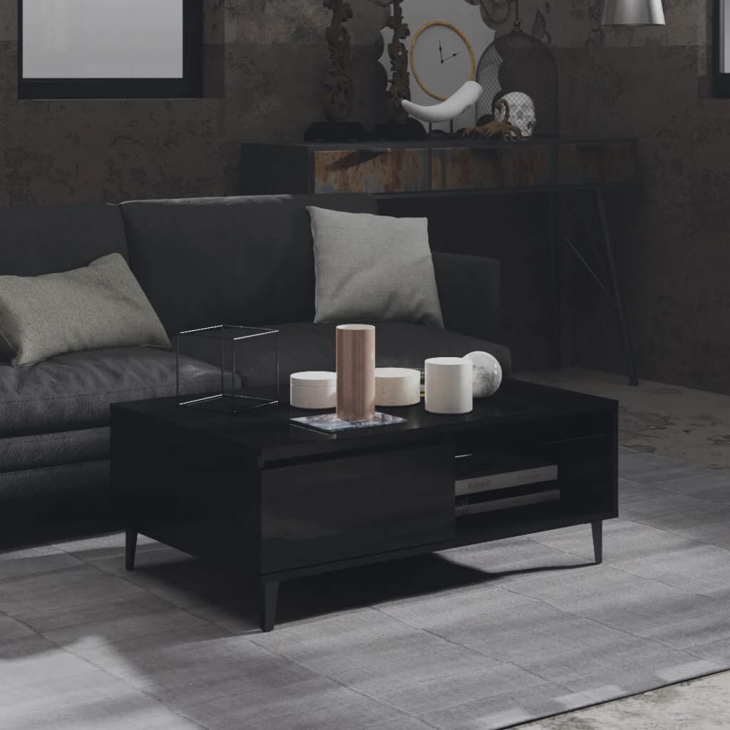 vidaXL Τραπεζάκι Σαλονιού Γυαλιστερό Μαύρο 90x60x35 εκ. Μοριοσανίδα