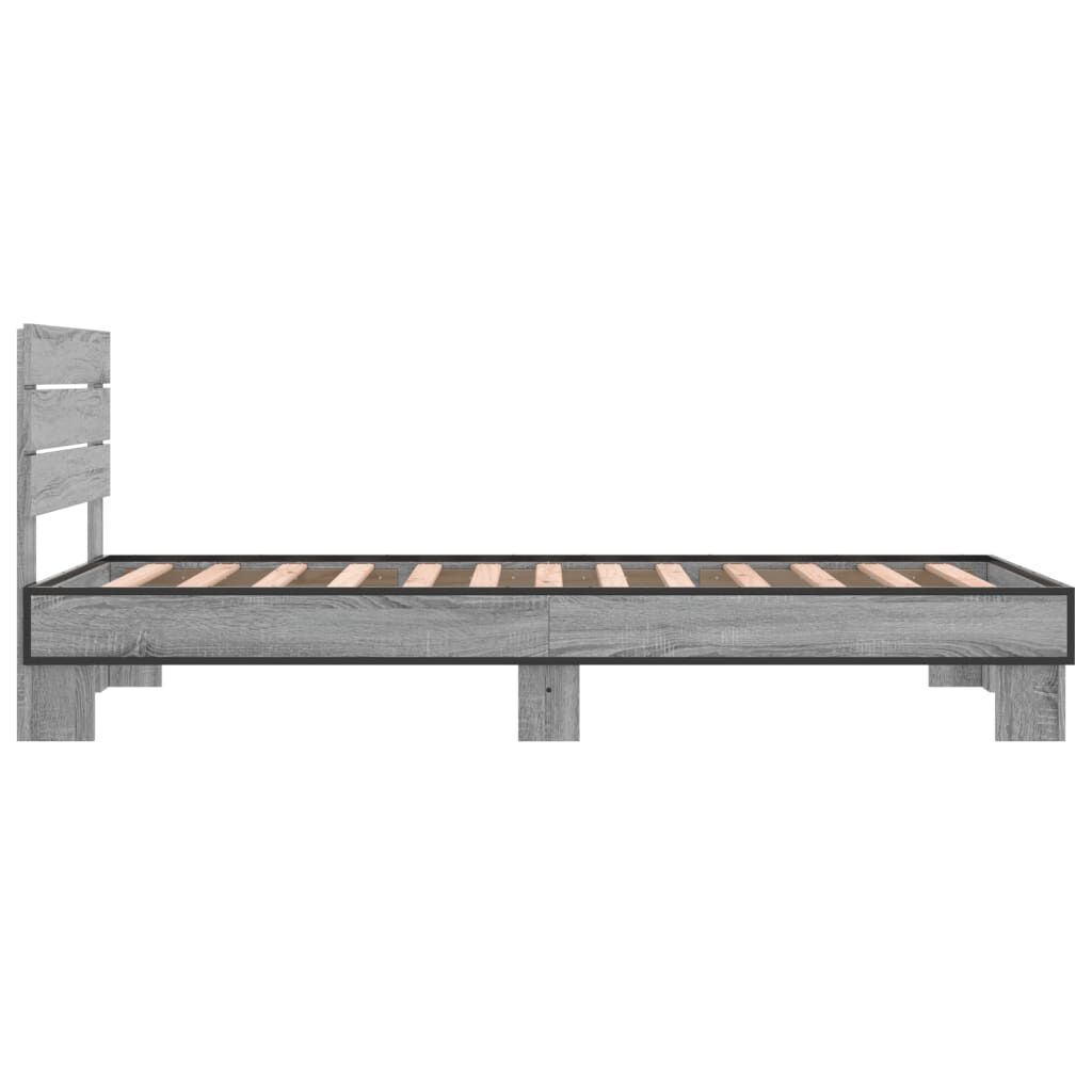 vidaXL Πλαίσιο Κρεβατιού Γκρι Sonoma 90x200 εκ. Επεξ. Ξύλο & Μέταλλο