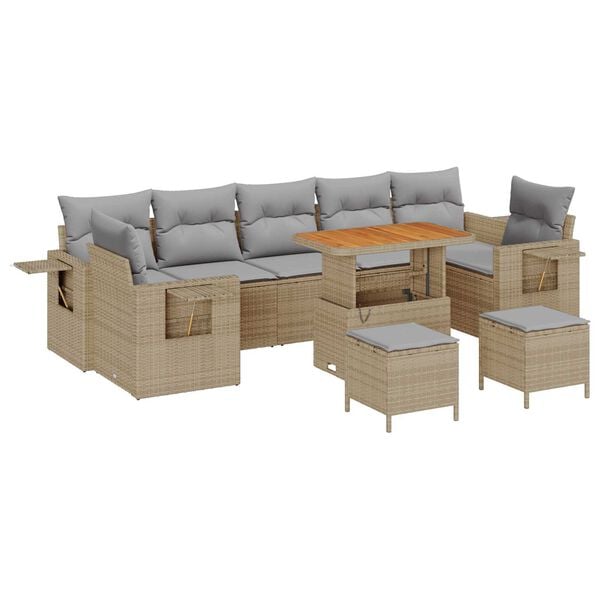 vidaXL Σετ Καναπέ Κήπου 10 pcs Μπεζ συνθετικό ρατάν